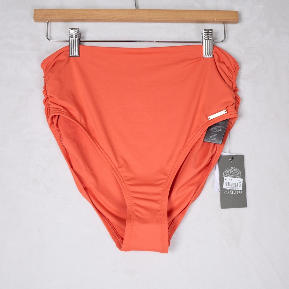 Vince Camuto Bikini Bottom Cruise High Waisted Ruched Persimmon V21282 L